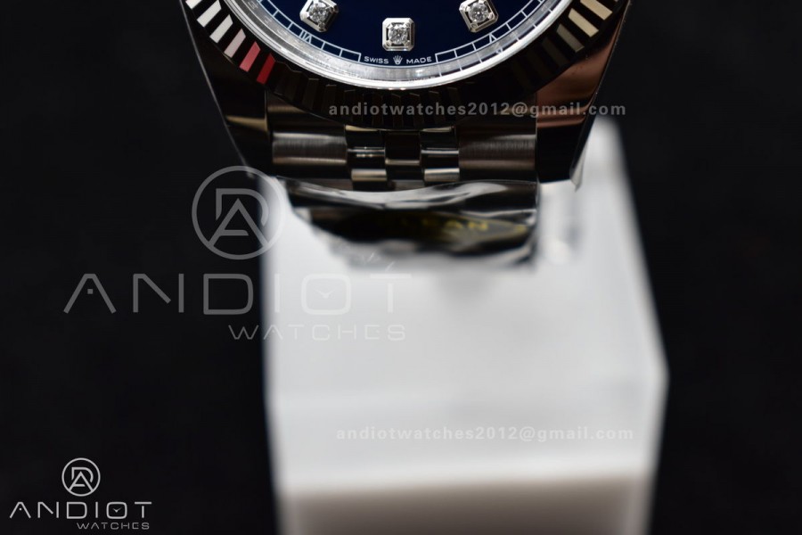 DateJust 41 SS 126334 Clean 1:1 Best Edition 904L Steel Blue Diamonds Dial On Jubilee Bracelet VR3235