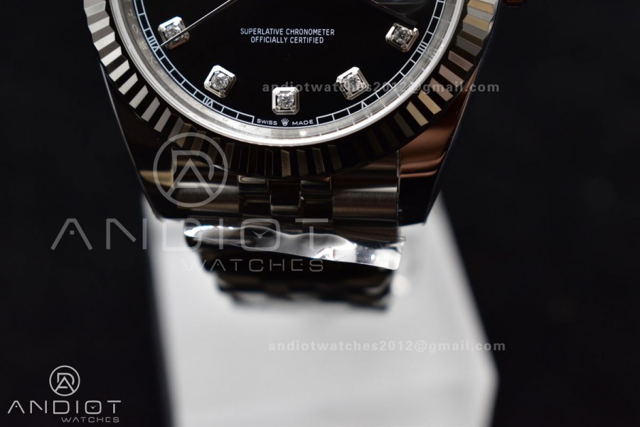 DateJust 41 SS 126334 Clean 1:1 Best Edition 904L Steel Black Diamonds Dial on Jubilee Bracelet VR3235