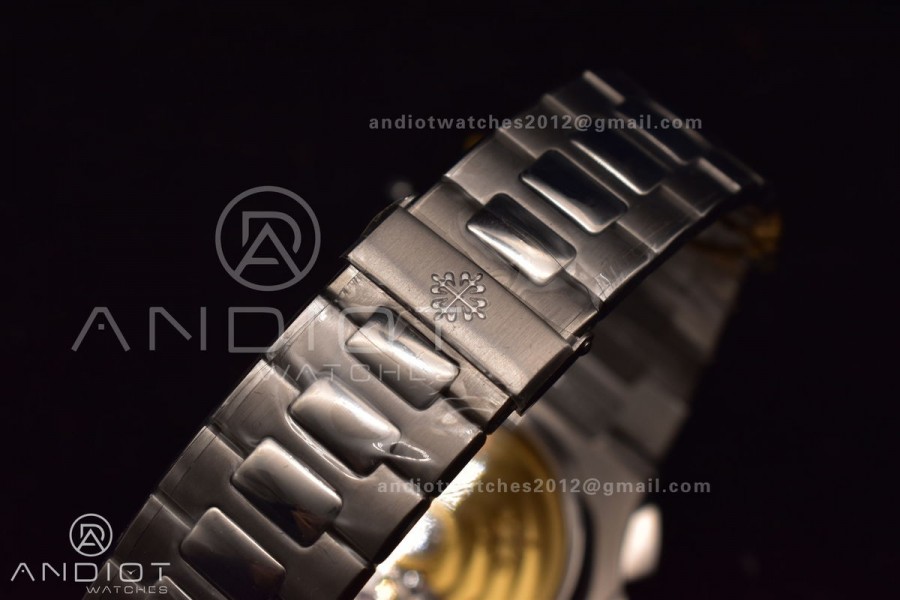 Nautilus Chrono Date 5980 SS/SS Wht/Stk PPF A7750 Mod