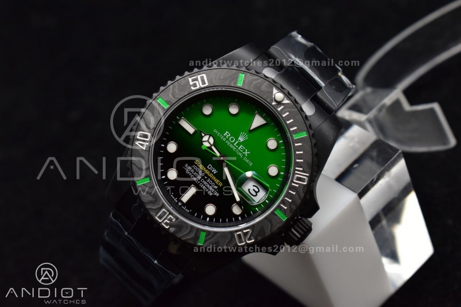 Submariner DIW "Parakeet" DLC VSF 1:1 Best Edition Black/Green Dial on DLC Bracelet VS3135