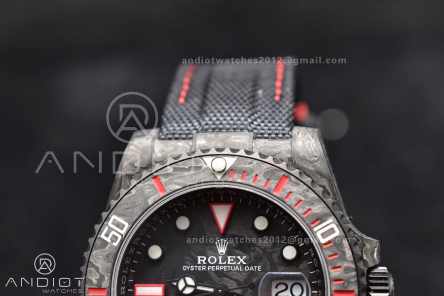 Submariner DIW Carbon VSF 1:1 Best Edition Black/Red Dial on Black Nylon Strap VS3135