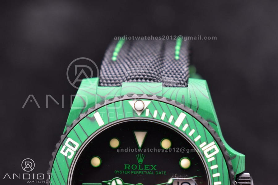 Submariner DIW Green Carbon VSF 1:1 Best Edition Black Dial on Black Nylon Strap VS3135