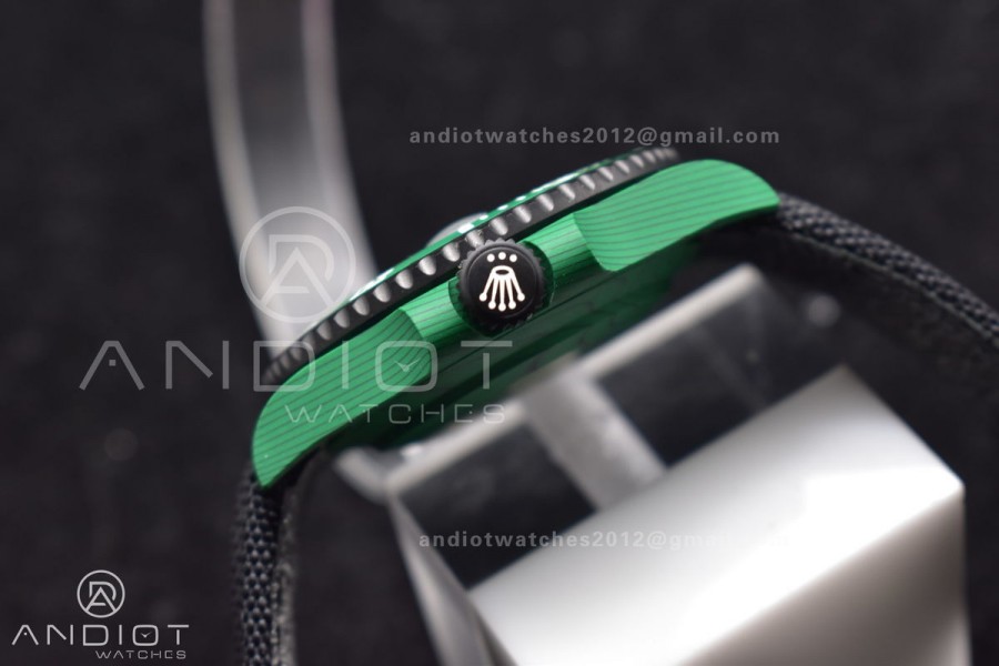 Submariner DIW Green Carbon VSF 1:1 Best Edition Black Dial on Black Nylon Strap VS3135