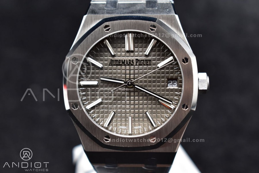 Royal Oak 41mm 15510 "50th Anniversary" SS ZF 1:1 Best Edition Gray Textured Dial on SS Bracelet A4302