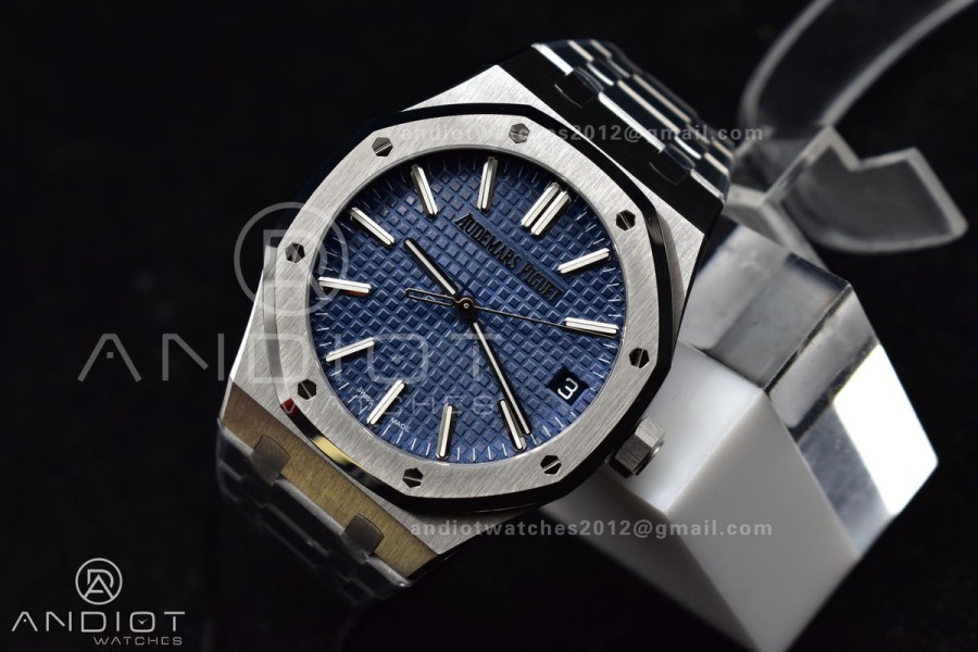 Royal Oak 41mm 15510 "50th Anniversary" SS ZF 1:1 Best Edition Blue Textured Dial on SS Bracelet A4302