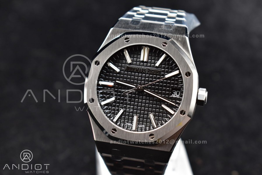 Royal Oak 41mm 15510 "50th Anniversary" SS ZF 1:1 Best Edition Black Textured Dial On SS Bracelet A4302