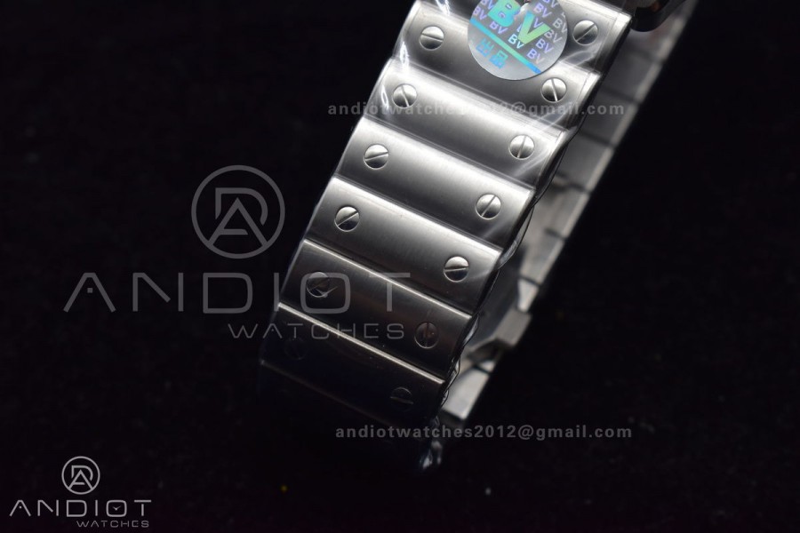 Santos de Cartier 40mm SS 3KF 1:1 Best Edition White Dial Black Bezel on SS Bracelet MIYOTA 9015