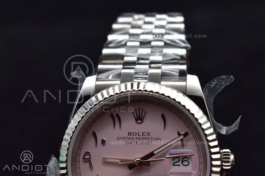 DateJust 36 SS DIWF 1:1 Best Edition 904L Steel Pink Arabic Dial on Jubilee Bracelet SA3235