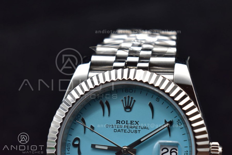 DateJust 41 126334 DIWF 1:1 Best Edition 904L Steel Tiffany Blue Dial Arabic Marker on Jubilee Bracelet SA3235