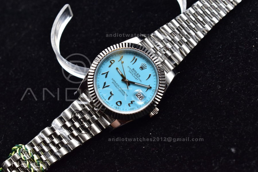 DateJust 41 126334 DIWF 1:1 Best Edition 904L Steel Tiffany Blue Dial Arabic Marker on Jubilee Bracelet SA3235