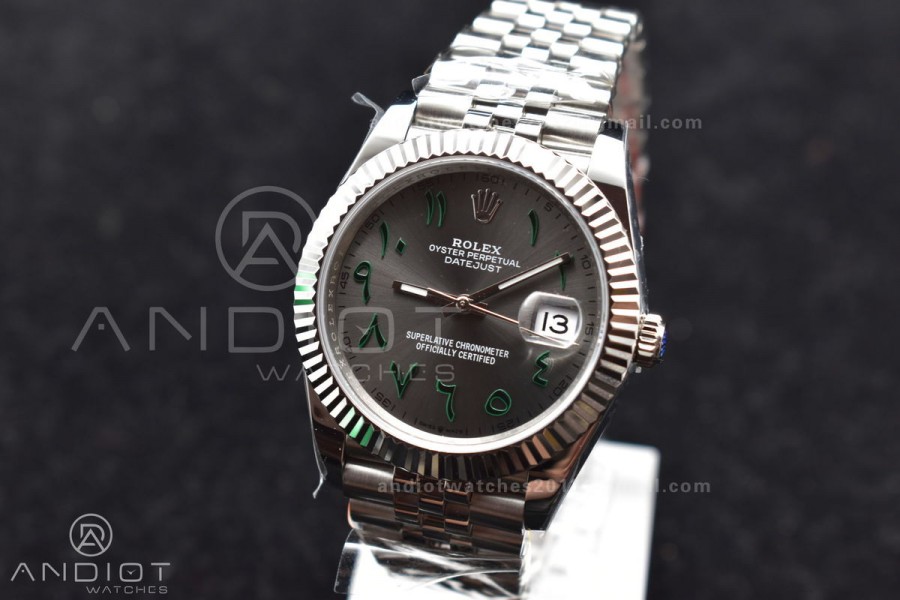DateJust 41 126334 DIWF 1:1 Best Edition 904L Steel Grey Dial Arabic Marker on Jubilee Bracelet SA3235