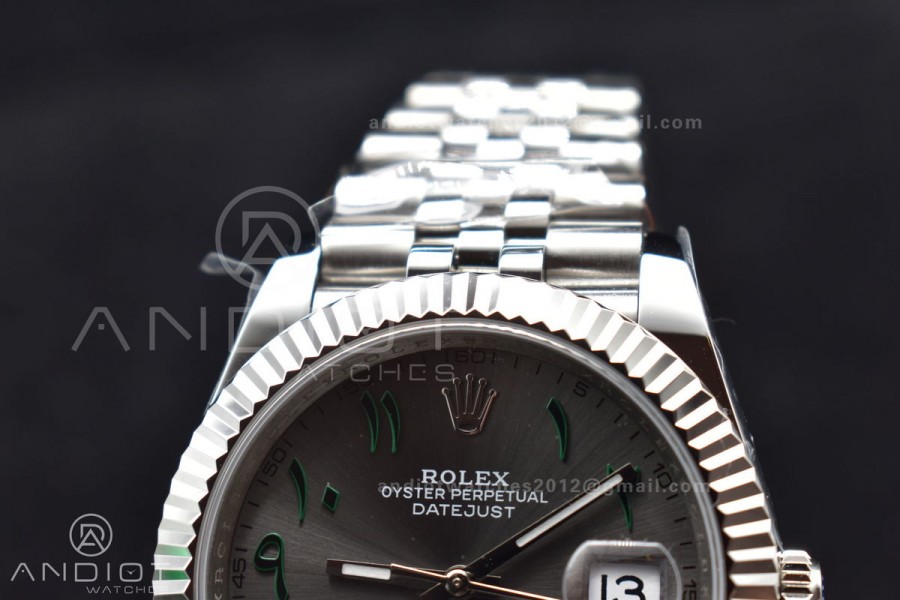 DateJust 41 126334 DIWF 1:1 Best Edition 904L Steel Grey Dial Arabic Marker on Jubilee Bracelet SA3235