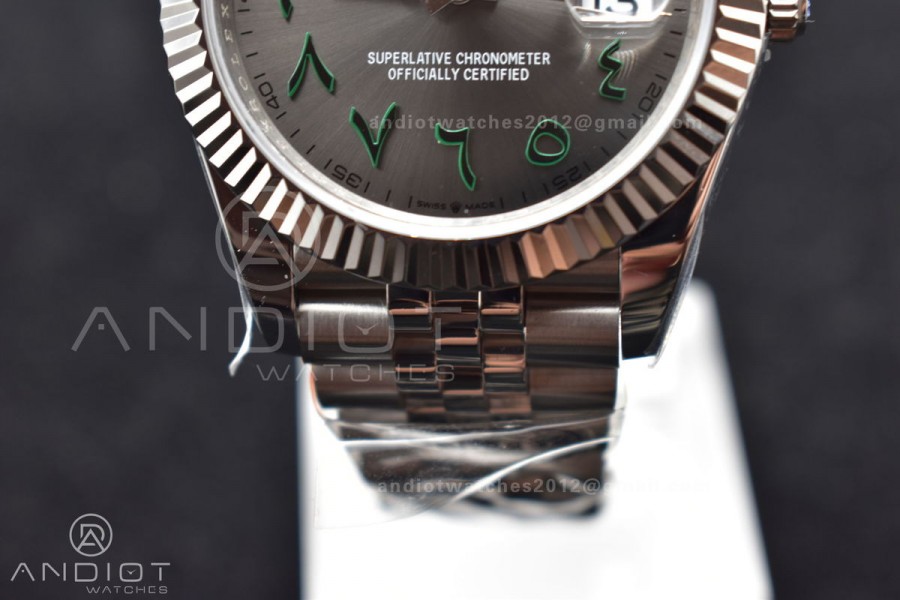 DateJust 41 126334 DIWF 1:1 Best Edition 904L Steel Grey Dial Arabic Marker on Jubilee Bracelet SA3235
