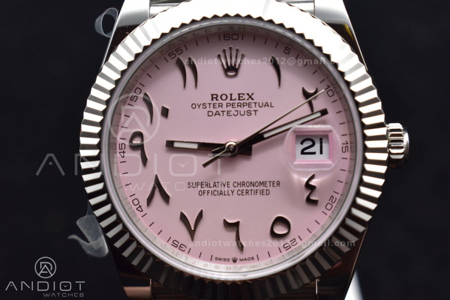 DateJust 41 126334 DIWF 1:1 Best Edition 904L Steel Pink Dial Arabic Marker on Jubilee Bracelet SA3235