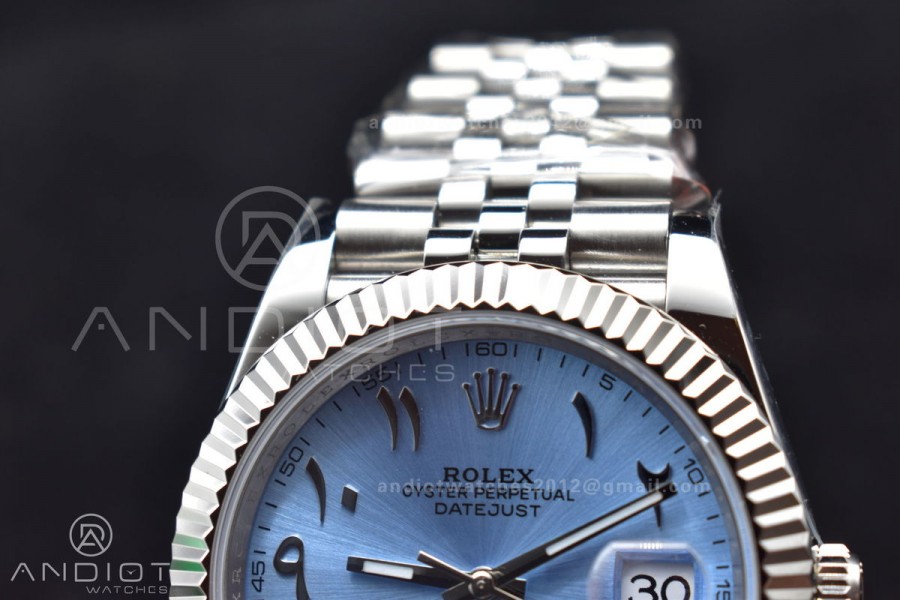 DateJust 41 126334 DIWF 1:1 Best Edition 904L Steel Ice Blue Dial Arabic Marker on Jubilee Bracelet SA3235