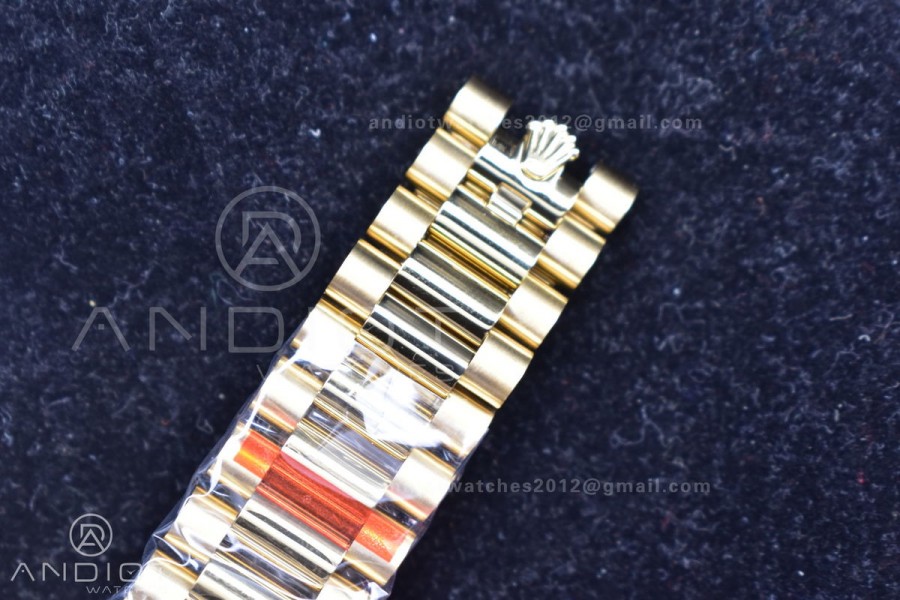 DayDate 40 YG GMF Plated 904L Steel Black Dial Crystal Markers On President Bracelet A2836 V2