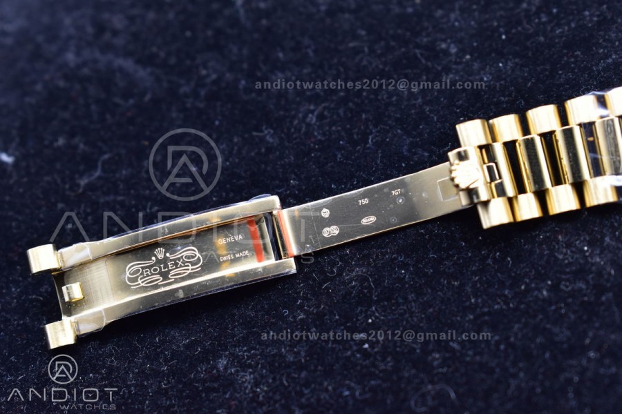DayDate 40 YG GMF Plated 904L Steel Black Dial Crystal Markers On President Bracelet A2836 V2