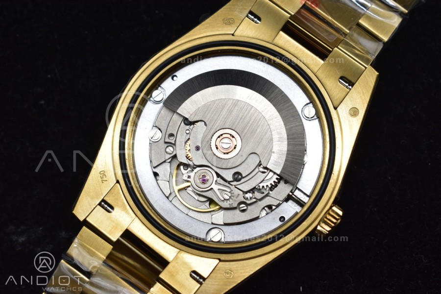 DayDate 40 YG GMF Plated 904L Steel Black Dial Crystal Markers On President Bracelet A2836 V2