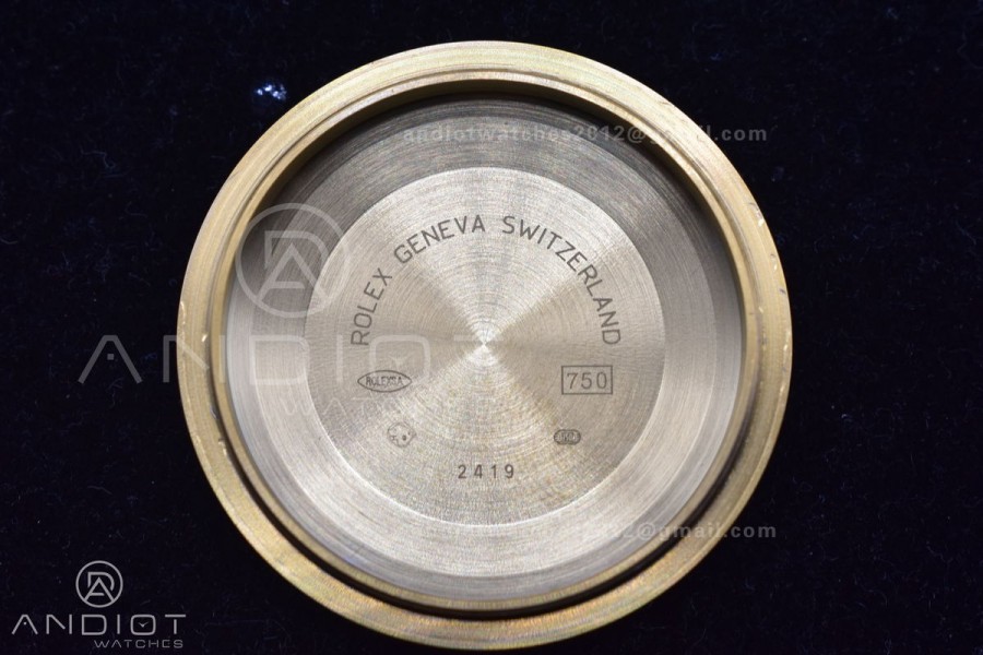 DayDate 40 YG GMF Plated 904L Steel Black Dial Crystal Markers On President Bracelet A2836 V2