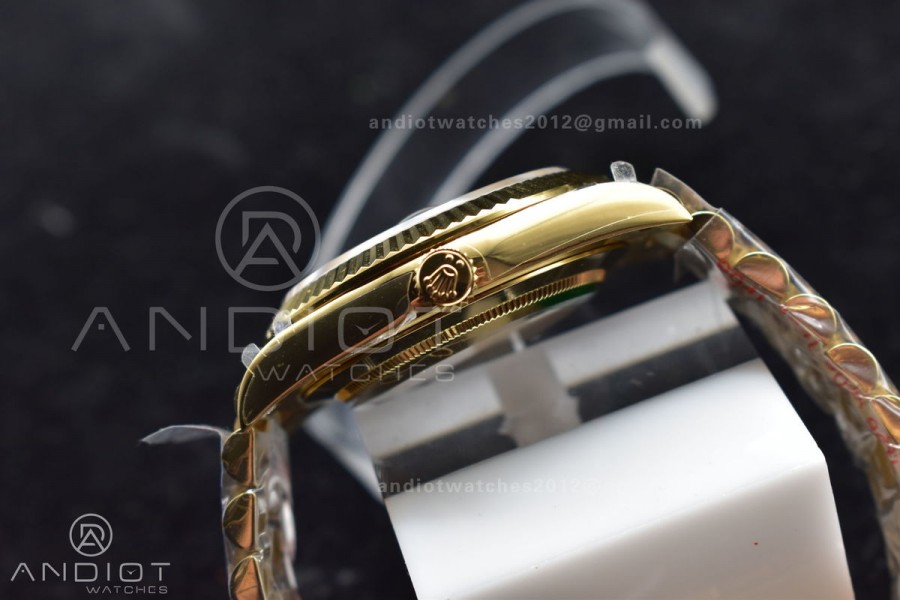 DayDate 40 YG GMF Plated 904L Steel Black Dial Crystal Markers On President Bracelet A2836 V2