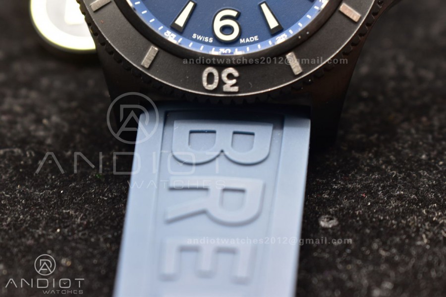 Superocean Automatic 44 TF 1:1 Best Edition Blue Dial Black Bezel On Black Rubber Strap A2824
