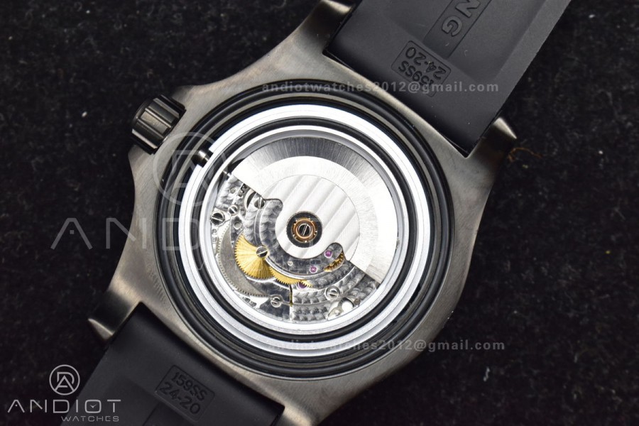 Superocean Automatic 44 TF 1:1 Best Edition Black Dial Black Bezel on Black Rubber Strap A2824