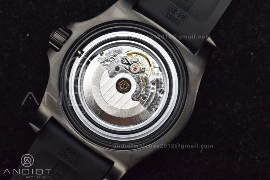 Superocean Automatic 44 TF 1:1 Best Edition Black Dial Black Bezel on Black Rubber Strap A2824