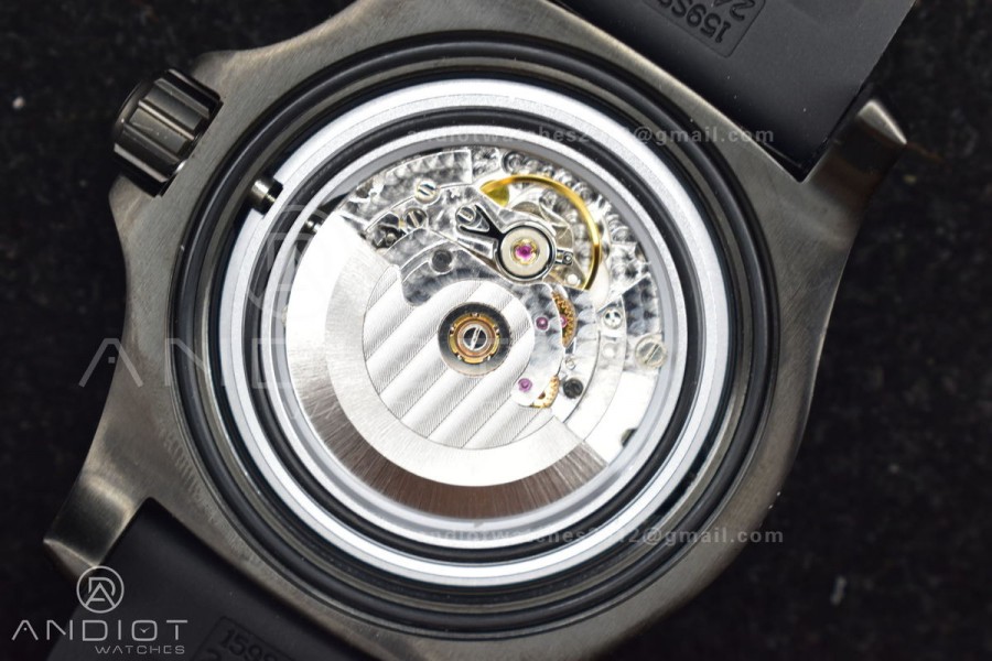 Superocean Automatic 44 TF 1:1 Best Edition Black Dial Black Bezel on Black Rubber Strap A2824