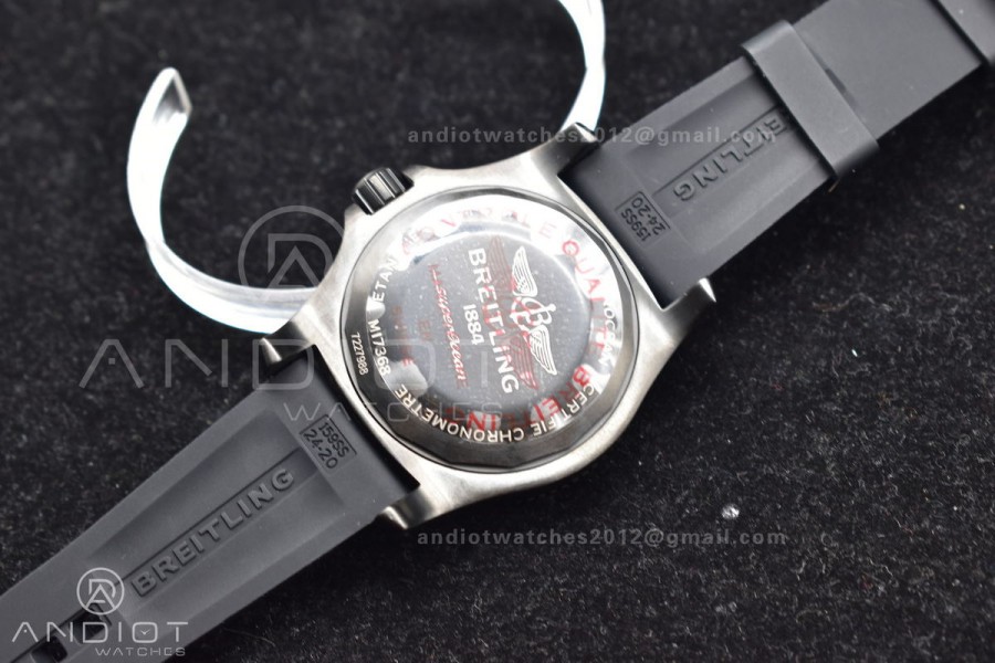 Superocean Automatic 44 TF 1:1 Best Edition Black Dial Black Bezel On Black Rubber Strap A2824