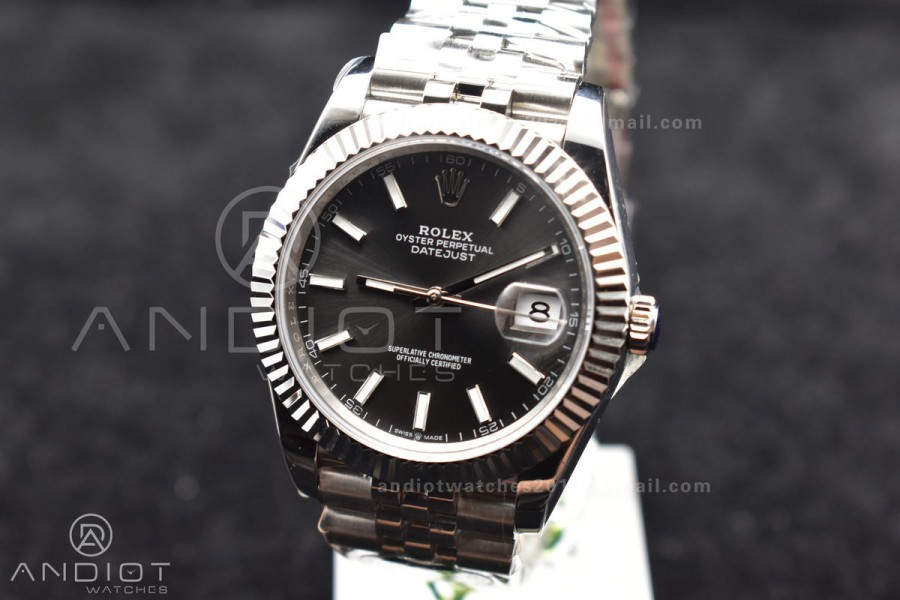 DateJust 41 126334 DIWF 1:1 Best Edition 904L Steel Grey Stick Dial on Jubilee Bracelet SA3235