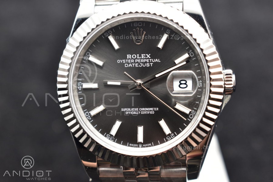 DateJust 41 126334 DIWF 1:1 Best Edition 904L Steel Grey Stick Dial on Jubilee Bracelet SA3235