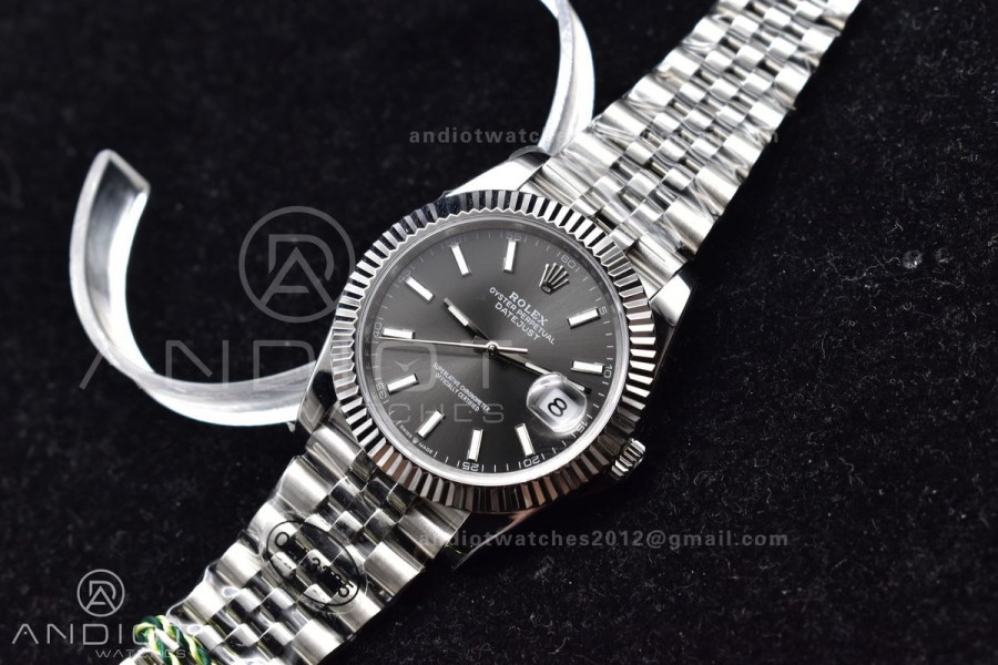 DateJust 41 126334 DIWF 1:1 Best Edition 904L Steel Grey Stick Dial on Jubilee Bracelet SA3235