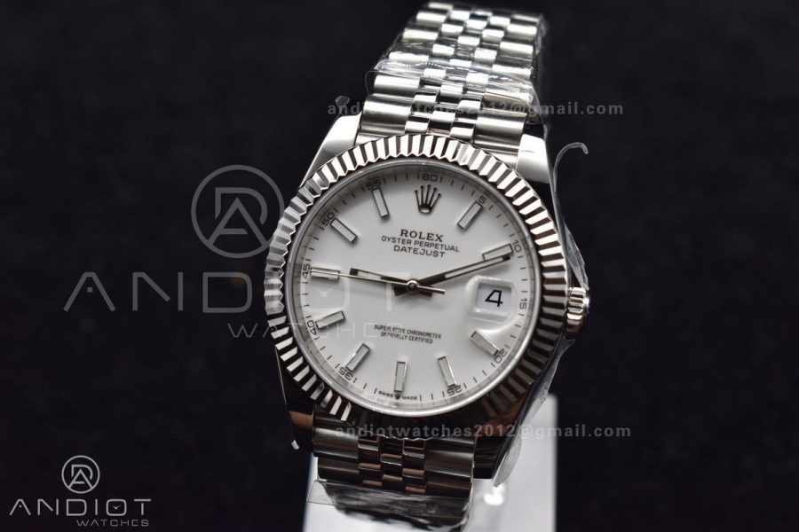 DateJust 41 126334 DIWF 1:1 Best Edition 904L Steel White Stick Dial on Jubilee Bracelet SA3235
