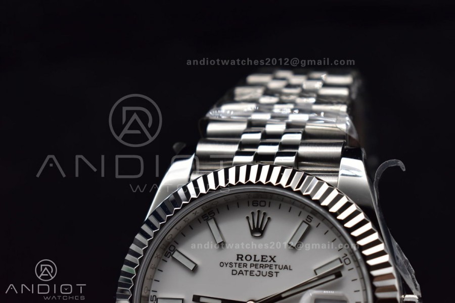DateJust 41 126334 DIWF 1:1 Best Edition 904L Steel White Stick Dial on Jubilee Bracelet SA3235
