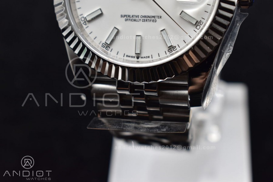 DateJust 41 126334 DIWF 1:1 Best Edition 904L Steel White Stick Dial on Jubilee Bracelet SA3235