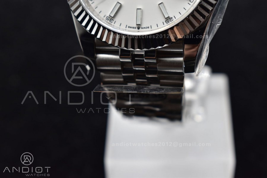 DateJust 41 126334 DIWF 1:1 Best Edition 904L Steel White Stick Dial on Jubilee Bracelet SA3235