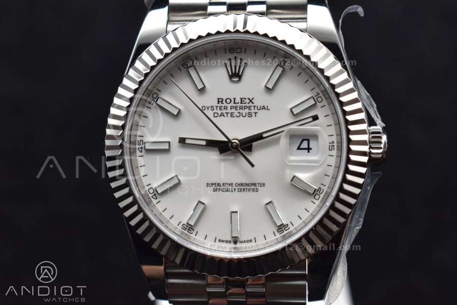 DateJust 41 126334 DIWF 1:1 Best Edition 904L Steel White Stick Dial on Jubilee Bracelet SA3235
