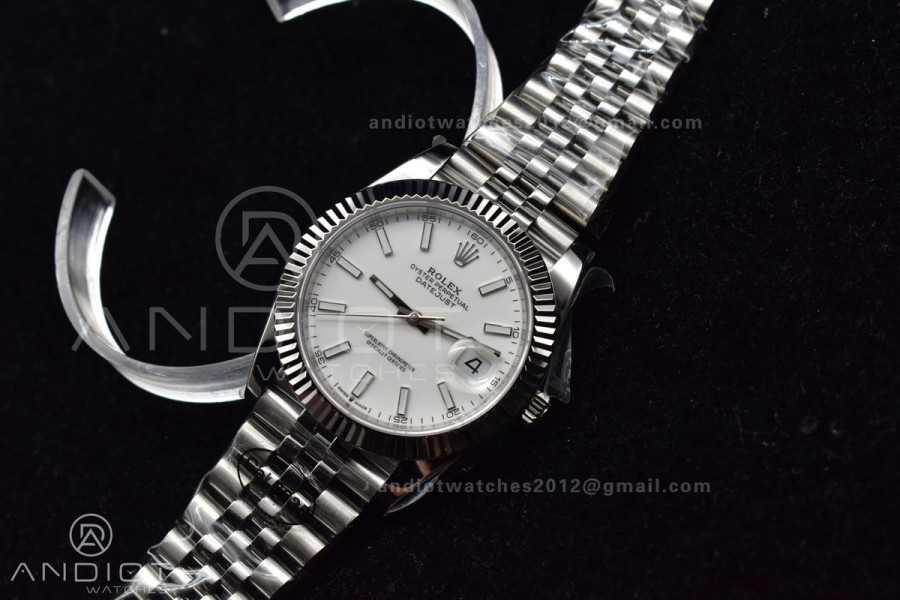 DateJust 41 126334 DIWF 1:1 Best Edition 904L Steel White Stick Dial on Jubilee Bracelet SA3235