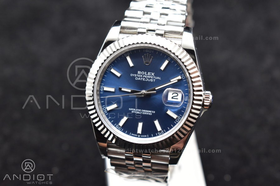 DateJust 41 126334 DIWF 1:1 Best Edition 904L Steel Blue Stick Dial on Jubilee Bracelet SA3235