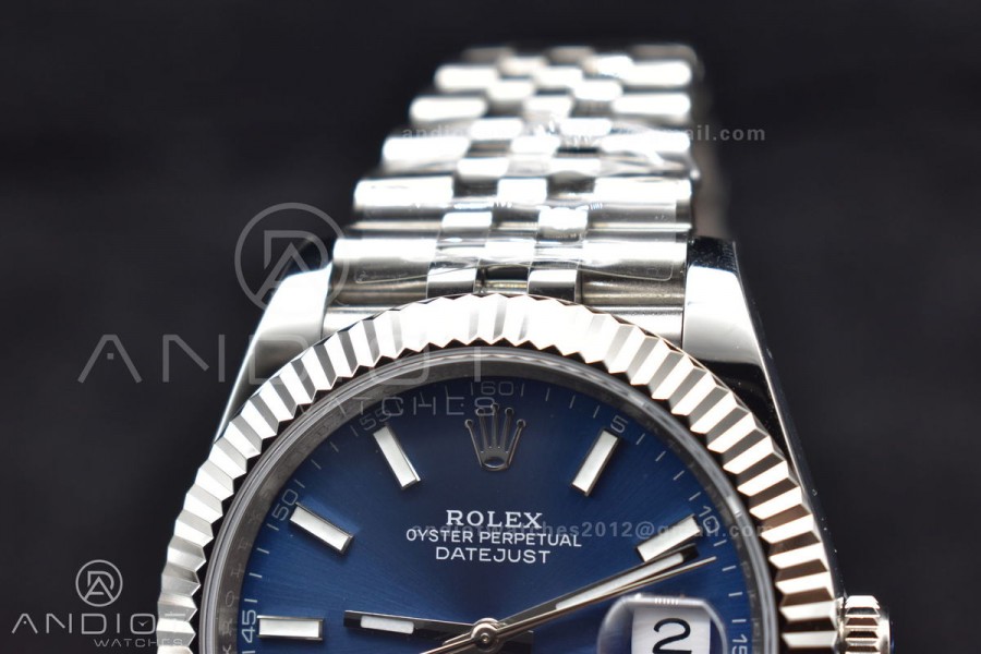 DateJust 41 126334 DIWF 1:1 Best Edition 904L Steel Blue Stick Dial on Jubilee Bracelet SA3235