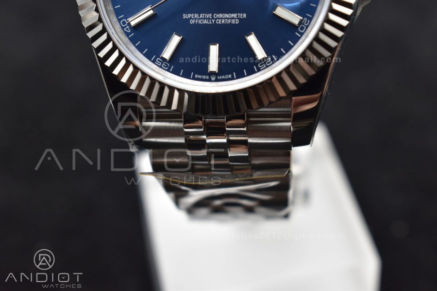 DateJust 41 126334 DIWF 1:1 Best Edition 904L Steel Blue Stick Dial on Jubilee Bracelet SA3235