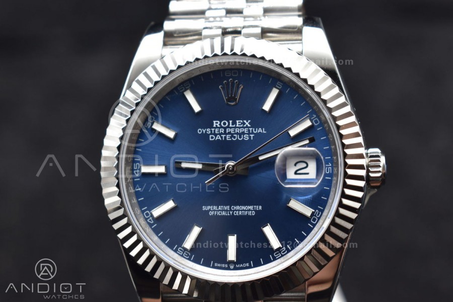 DateJust 41 126334 DIWF 1:1 Best Edition 904L Steel Blue Stick Dial on Jubilee Bracelet SA3235