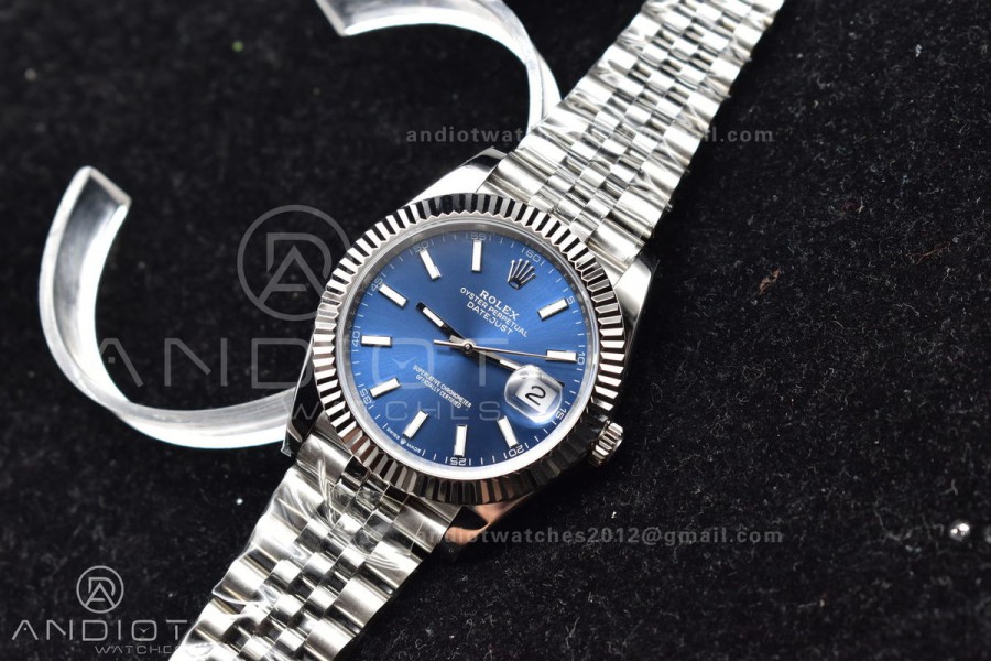 DateJust 41 126334 DIWF 1:1 Best Edition 904L Steel Blue Stick Dial on Jubilee Bracelet SA3235