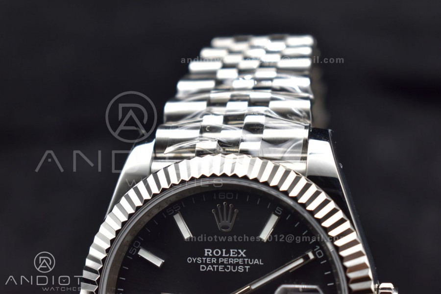 DateJust 41 126334 DIWF 1:1 Best Edition 904L Steel Black Stick Dial on Jubilee Bracelet SA3235