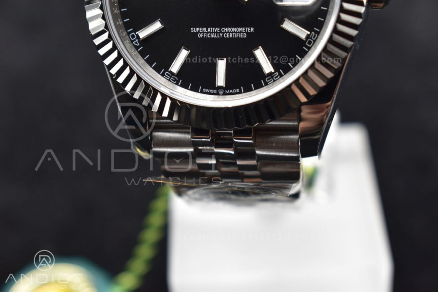 DateJust 41 126334 DIWF 1:1 Best Edition 904L Steel Black Stick Dial on Jubilee Bracelet SA3235