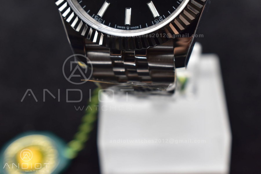 DateJust 41 126334 DIWF 1:1 Best Edition 904L Steel Black Stick Dial on Jubilee Bracelet SA3235