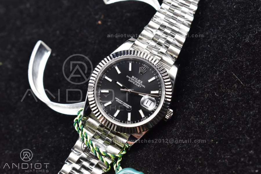 DateJust 41 126334 DIWF 1:1 Best Edition 904L Steel Black Stick Dial on Jubilee Bracelet SA3235