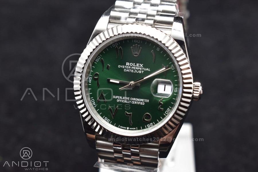 DateJust 41 126334 DIWF 1:1 Best Edition 904L Steel Green Dial Arabic Marker on Jubilee Bracelet SA3235