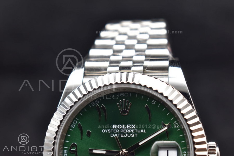 DateJust 41 126334 DIWF 1:1 Best Edition 904L Steel Green Dial Arabic Marker on Jubilee Bracelet SA3235