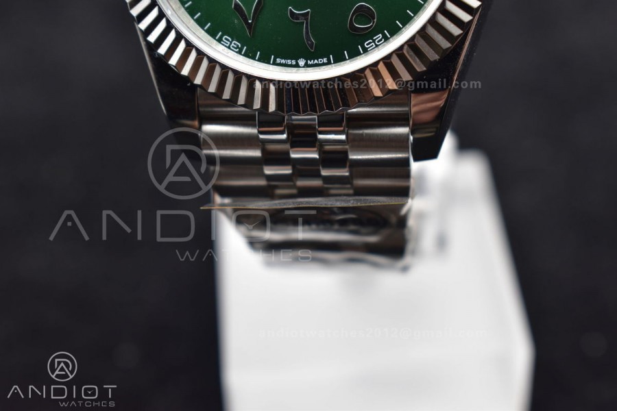 DateJust 41 126334 DIWF 1:1 Best Edition 904L Steel Green Dial Arabic Marker on Jubilee Bracelet SA3235